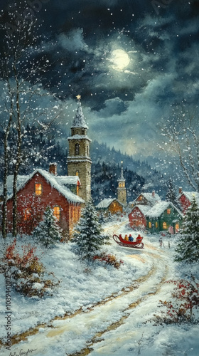 vibrant watercolor scene of...