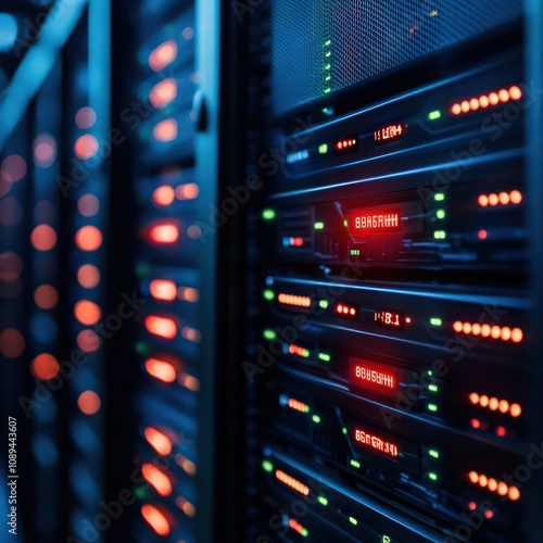 Cybersecurity breach response measures data center digital security high-tech environment close-up view risk protection