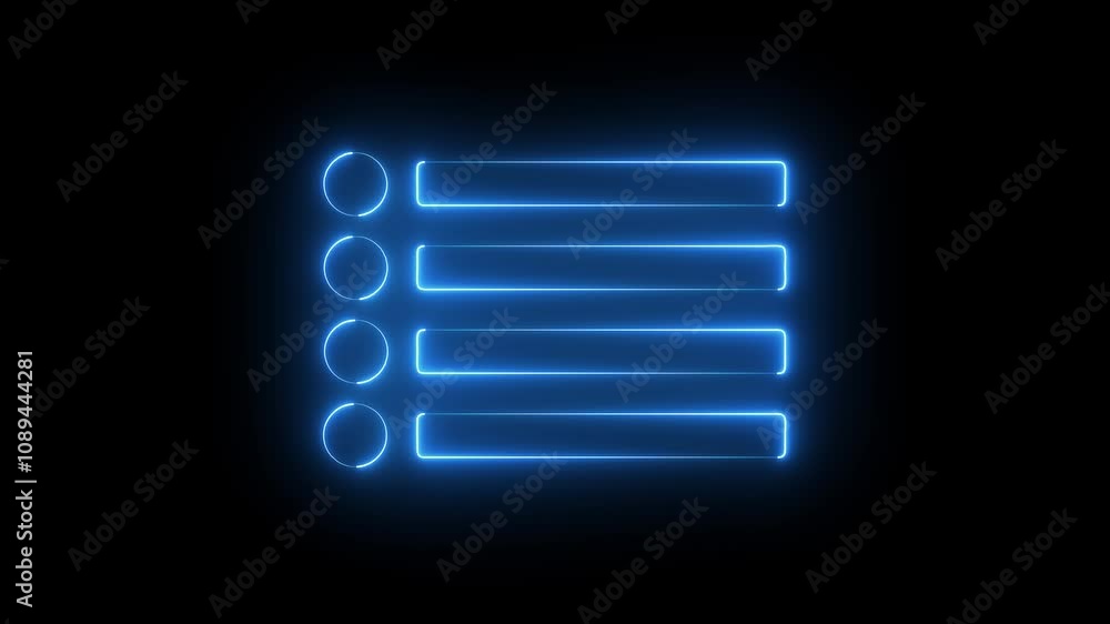 Neon menu button icon. Glowing neon line Restaurant cafe menu icon isolated. black background. Animation of Neon menu button icon Neon menu button icon. Glowing neon line Restaurant cafe menu icon isolated. black background. Animation of Neon menu button icon