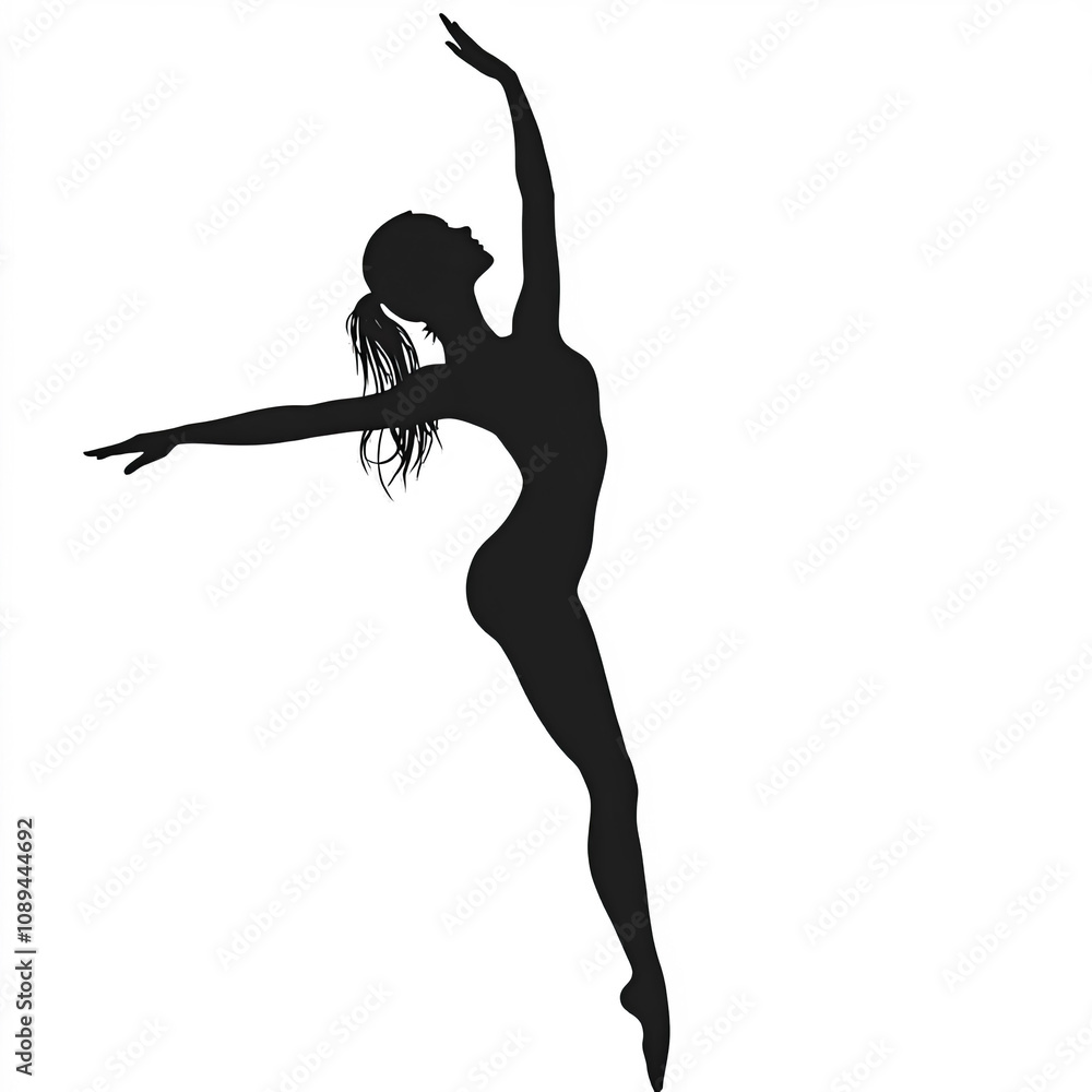 Contemporary Dancer Silhouette, Illustration Isolated On White Background Contemporary Dancer Silhouette, Illustration Isolated On White Background