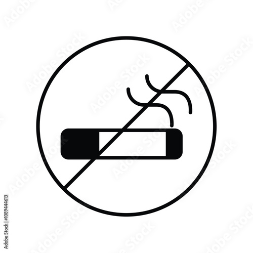 no smoking glyph icon with white background vector stock illustration