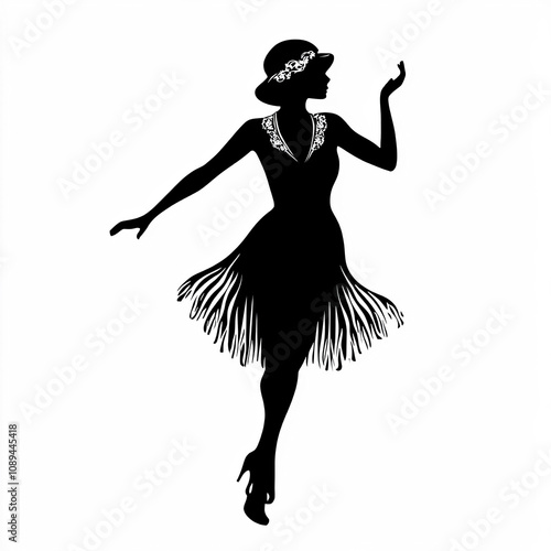 Flapper Silhouette, Illustr...