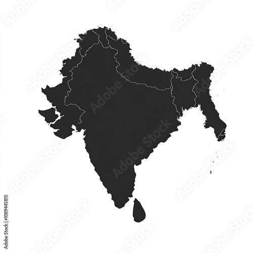 India Map Silhouette, Illus...
