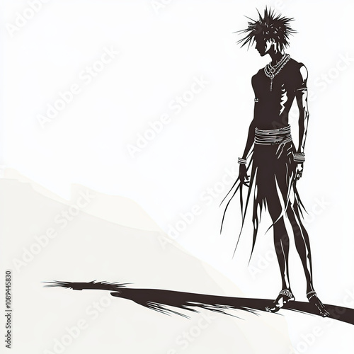 Indian Man Silhouette, Blac...