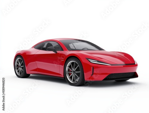 sleek red sports car with modern design and aerodynamic features