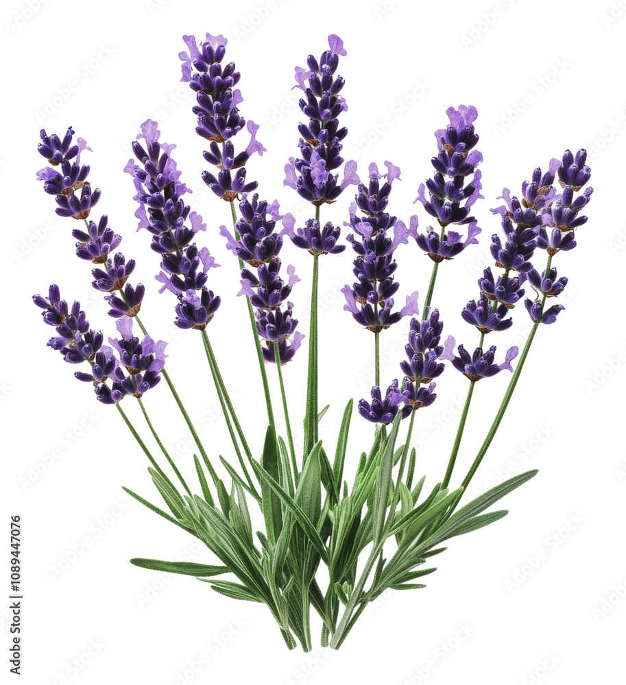 Fototapeta premium PNG Freshly cut lavender flowers arranged in a bouquet