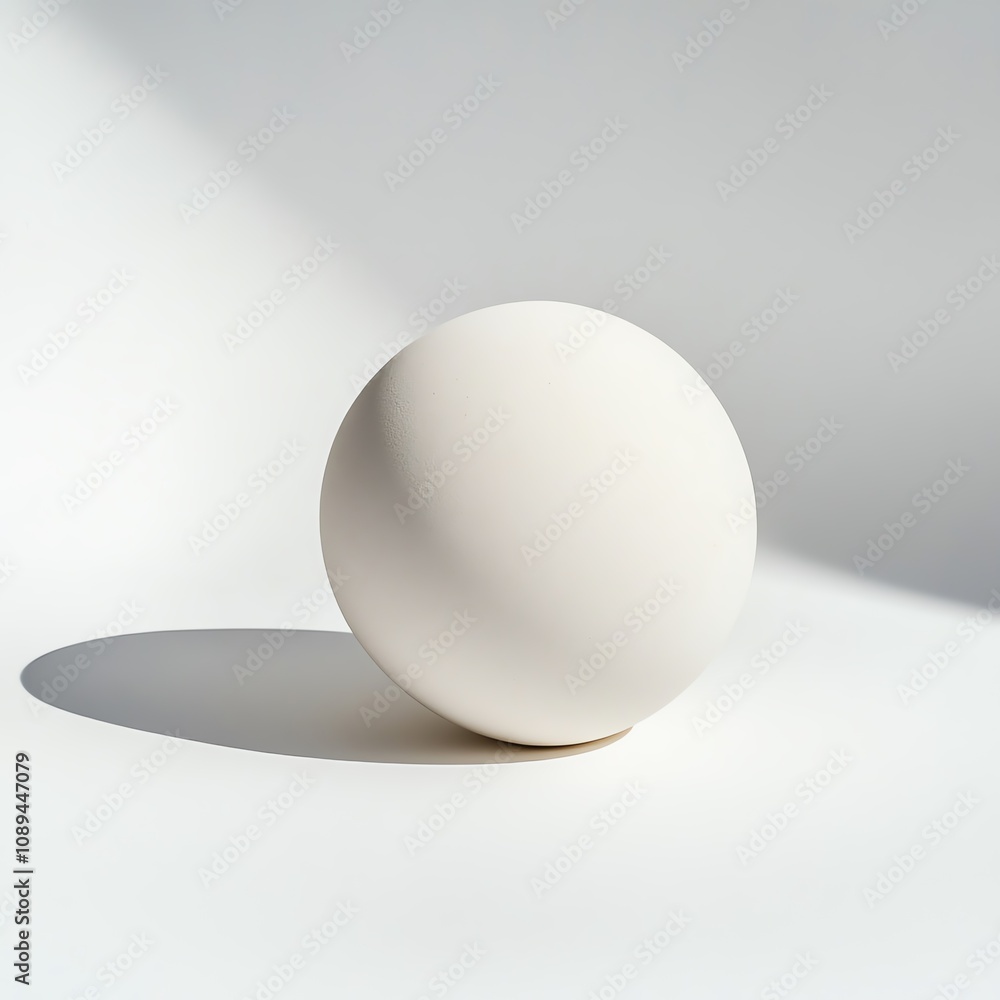 Minimalist white sphere casting elegant shadow. Minimalist white sphere casting elegant shadow.
