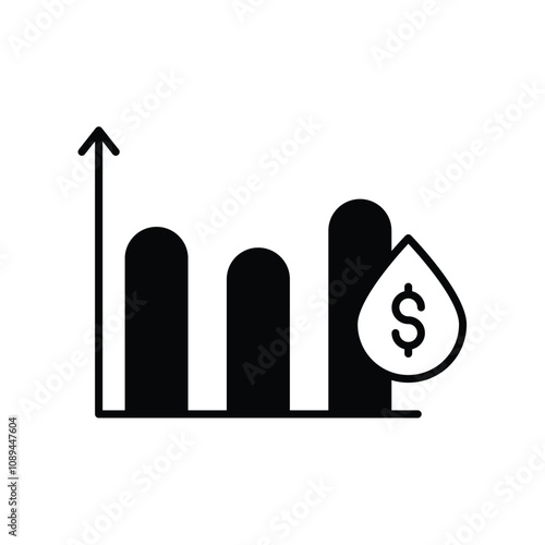 oil price glyph icon with white background vector stock illustration
