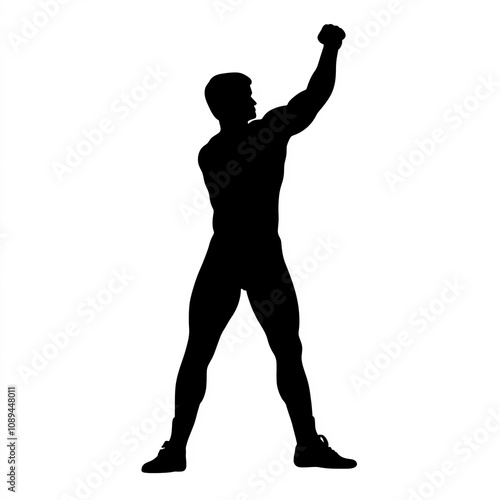 Wrestler Silhouette, Illustration Isolated On White Background