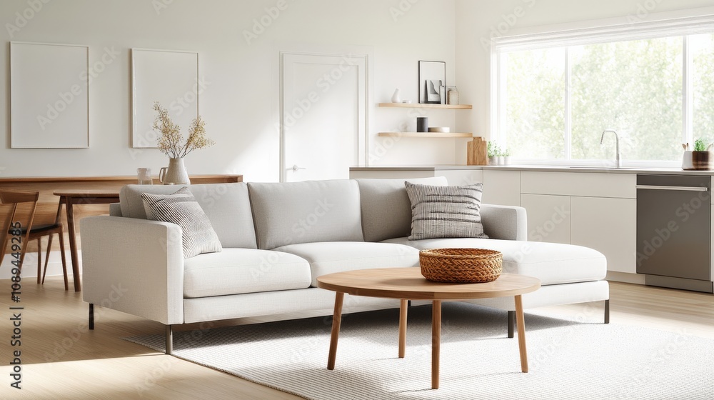 modern living room with a comfortable couch and natural light modern living room with a comfortable couch and natural light