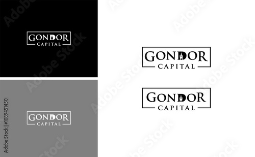 Gondor kingdom logo historic capital  heritage vector template in middle earth minas tirith concept