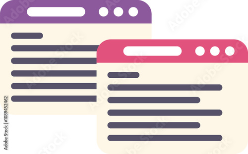 Two browser windows are displaying lines of code for a website, showing the front end development process