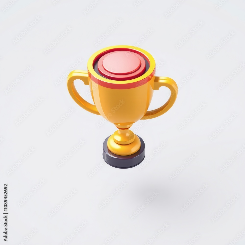 Yellow trophy with red and gold rim on a white background. Yellow trophy with red and gold rim on a white background.