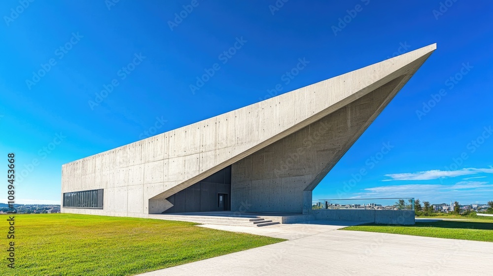custom made wallpaper toronto digitalSleek concrete building with sharp, clean lines and minimalist features under a vivid blue sky, perfect for a modern architectural feel.