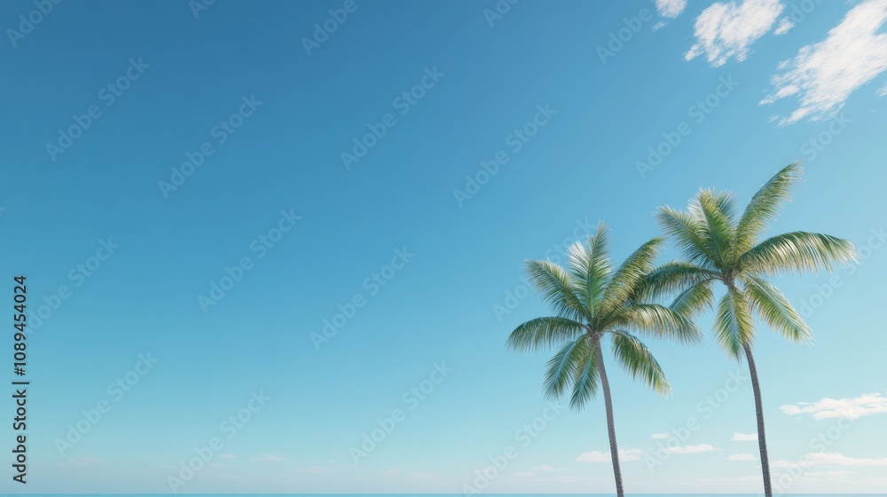 tropical paradise with palm trees and clear blue sky tropical paradise with palm trees and clear blue sky
