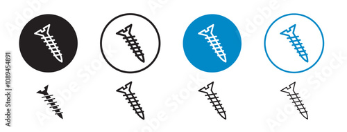 Set of 8 "screw" icons, 1 unexpanded, 1 silhouette - Screw icon spiral thread construction related things hardware ideal for tools