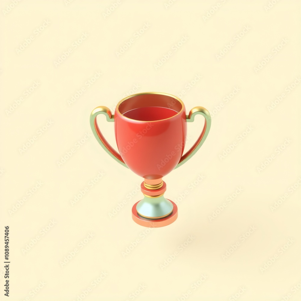 Red and Gold Trophy Cup on Light Background. Red and Gold Trophy Cup on Light Background.