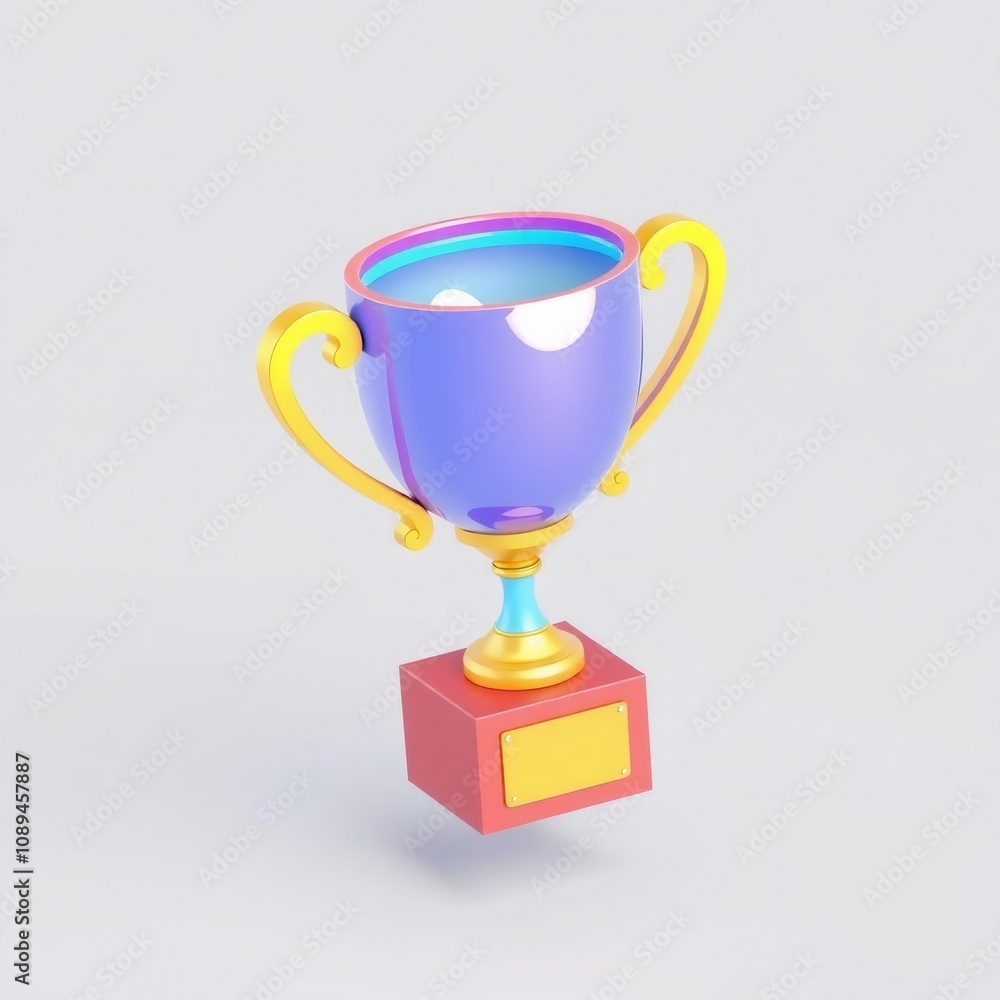 3D cartoon trophy with blank nameplate. 3D cartoon trophy with blank nameplate.