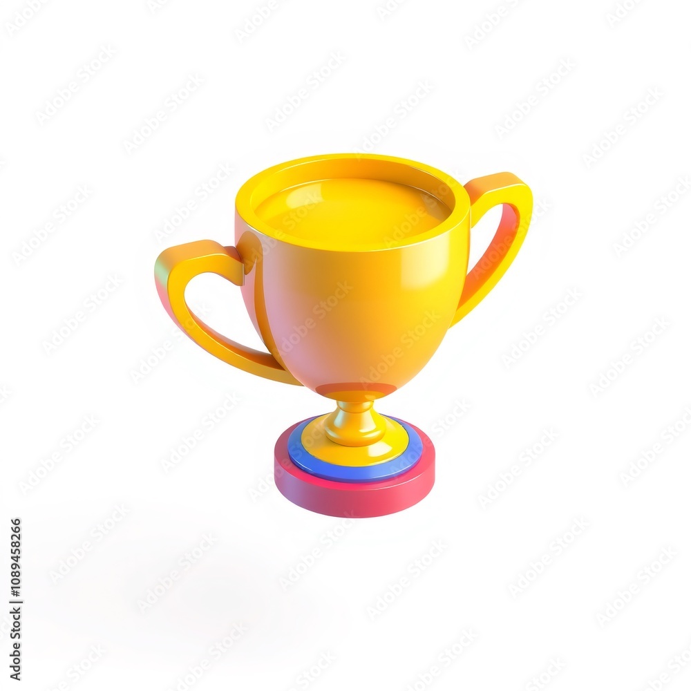 Yellow 3D trophy with red and blue base. Yellow 3D trophy with red and blue base.