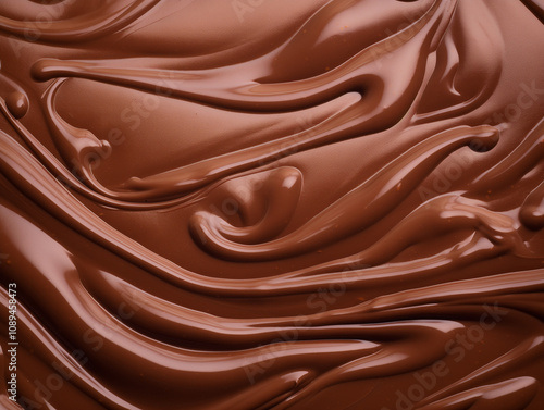 Smooth flowing chocolate texture, abstract design, dessert background, culinary art, copy space