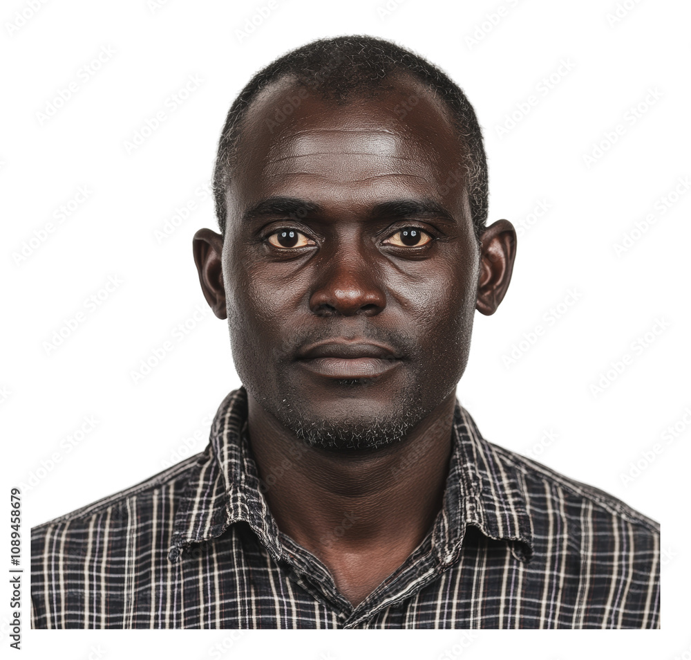 PNG A close-up portrait of a man in checkered shirt PNG A close-up portrait of a man in checkered shirt