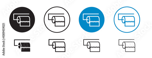 Set of 8 "toilet paper" icons, 1 unexpanded, 1 silhouette - Toilet paper tissue roll perfect for hygiene bathroom n cleaning