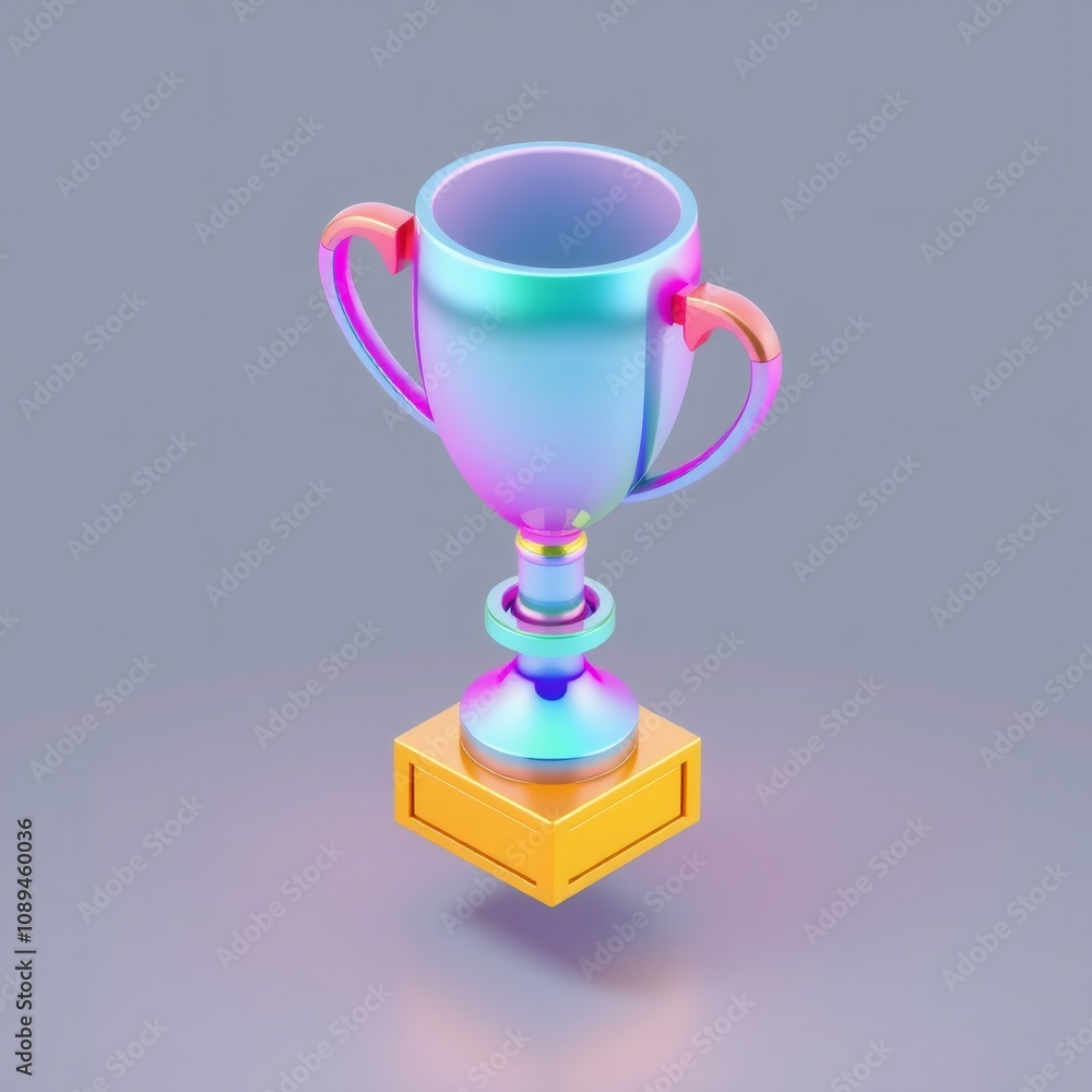 Shiny, iridescent trophy on a gold base. Shiny, iridescent trophy on a gold base.