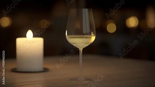 White Wine Glass Candlelight Romantic Ambiance