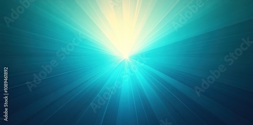 Abstract Teal and Yellow Light Ray Burst Design