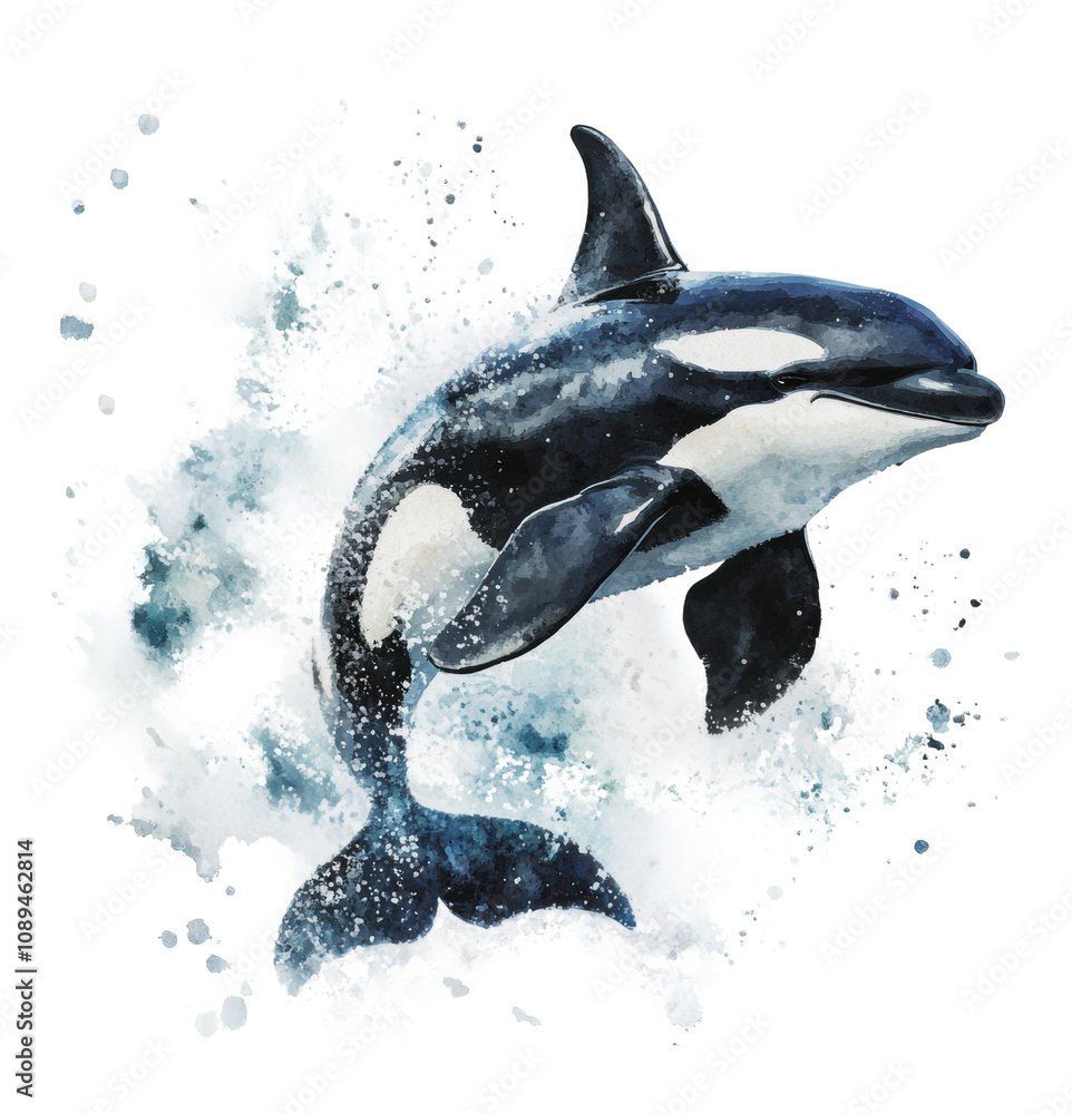 Obraz premium PNG Orca whale jumping in bright blue ocean water