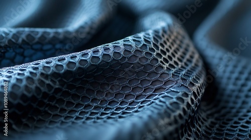 Innovative 3D printed eco fabric created by a textile engineer using waste textiles showcasing a futuristic sustainable design with a modern abstract pattern and technological structure