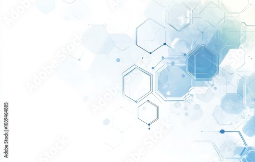 Futuristic Abstract Science Background Featuring Geometric Shapes and Organic Patterns in Soothing Blue Tones