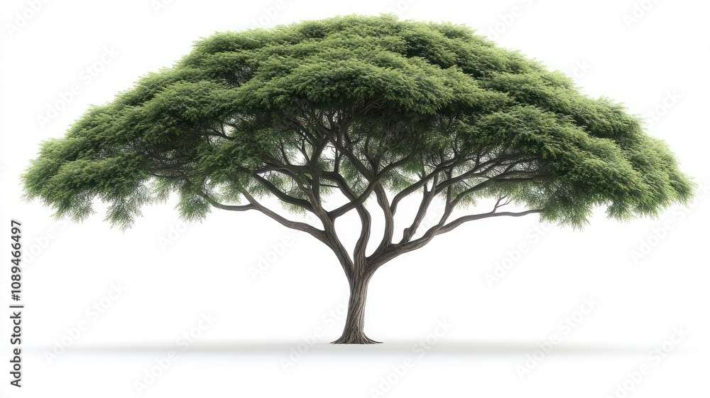 Fototapeta premium Lush green tree isolated on white background. (3)