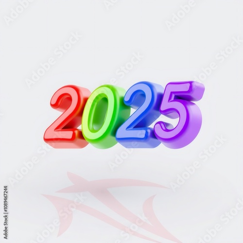 Colorful 3D 2025 New Year Celebration.