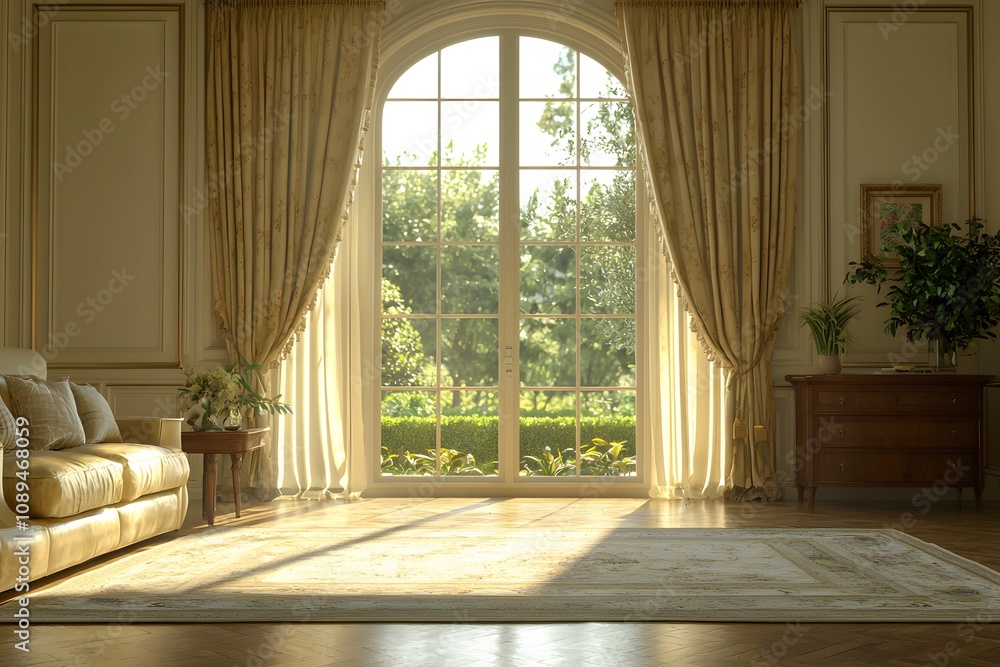 Curtains in a South French Living Room – Elegant Decor, Cozy Interior, and Mediterranean Style Living Space Curtains in a South French Living Room – Elegant Decor, Cozy Interior, and Mediterranean Style Living Space