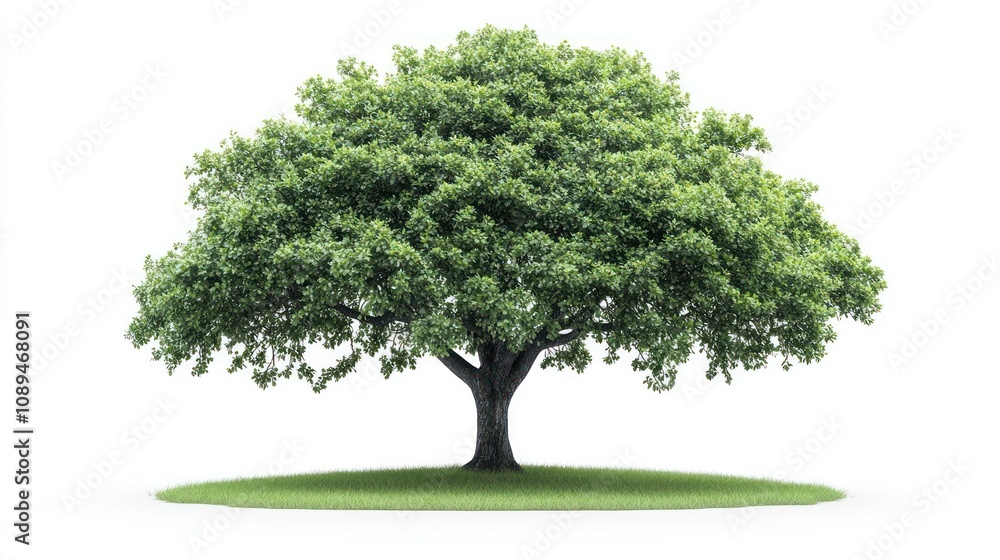 Lush green tree on a small grass hill, isolated on white background. Lush green tree on a small grass hill, isolated on white background.
