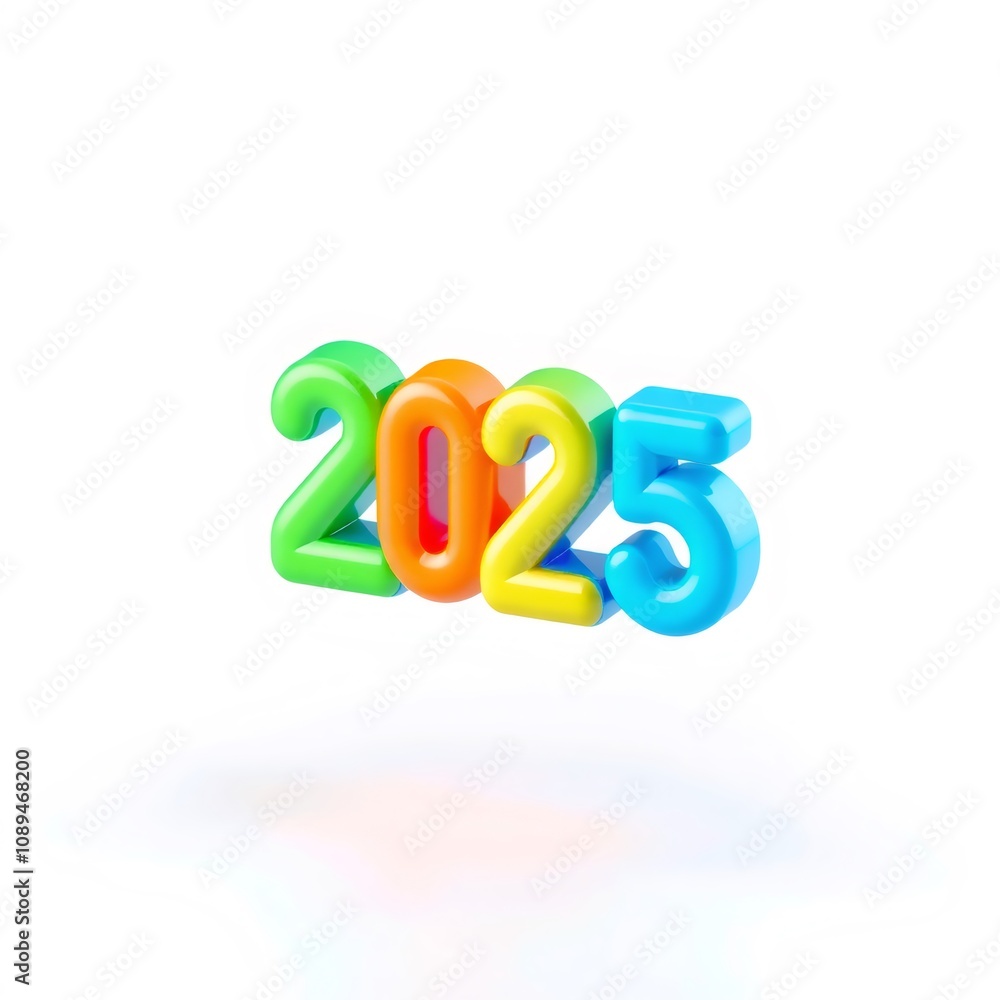 Colorful 3D 2025 new year number isolated on white background. Colorful 3D 2025 new year number isolated on white background.