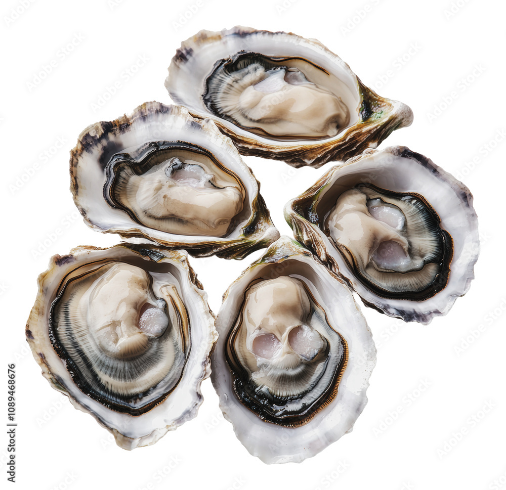 PNG Fresh oysters served on a white plate for dinner PNG Fresh oysters served on a white plate for dinner
