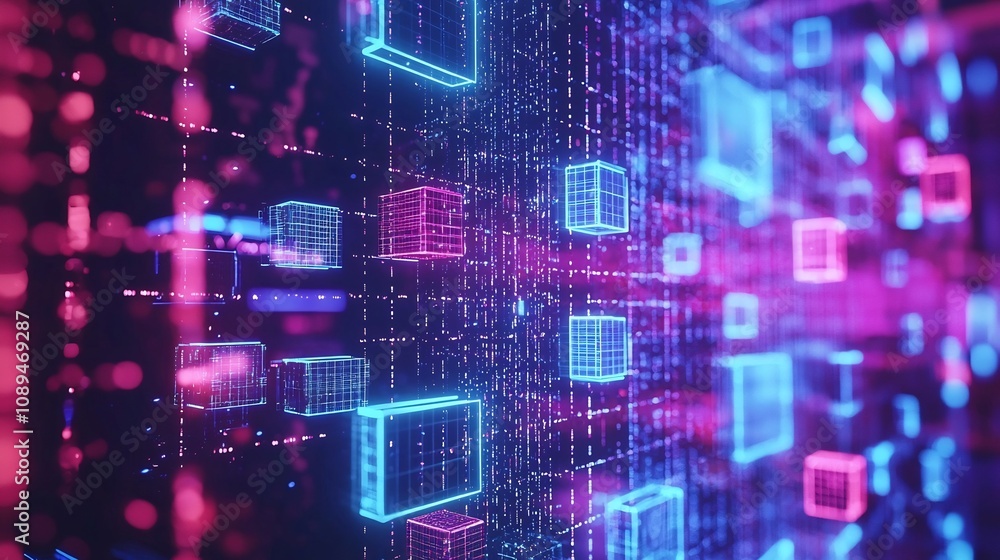 Futuristic Blockchain Technology Validation Process in Real Time Holographic Display Futuristic Blockchain Technology Validation Process in Real Time Holographic Display