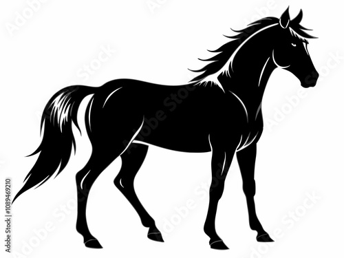 Horse silhouette vector animal black on a white background