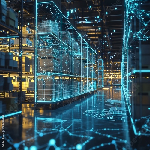 Wallpaper Mural Futuristic Blockchain Powered Warehouse with Secure Inventory Tracking and Monitoring Torontodigital.ca