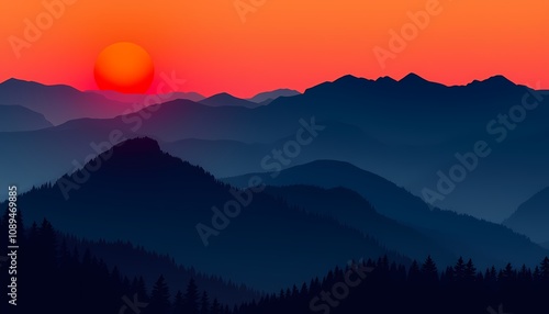 Sunset over Mountain Ranges