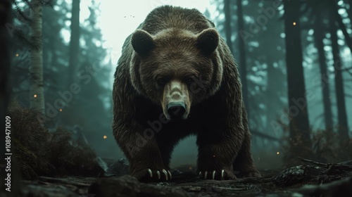 Majestic Bear in a Mysterious Forest