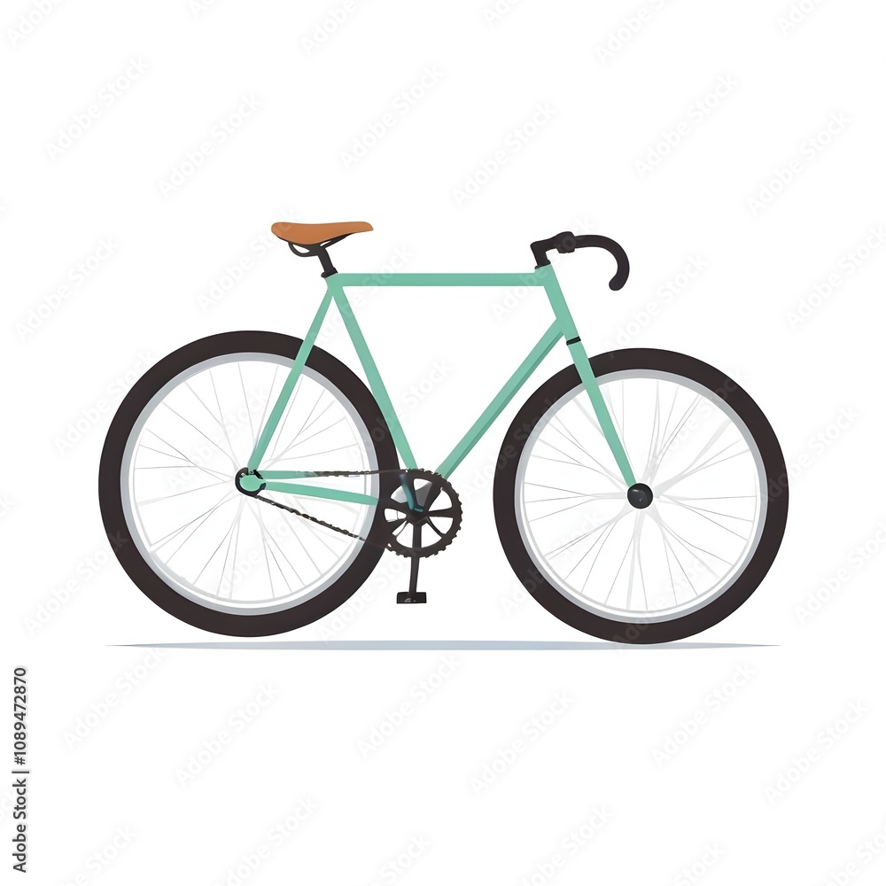 Fototapeta premium A single, minimalistic bicycle icon with two wheels and handlebars, centered on a transparent or white background. Symbolizing eco-friendly transportation and sustainable travel.