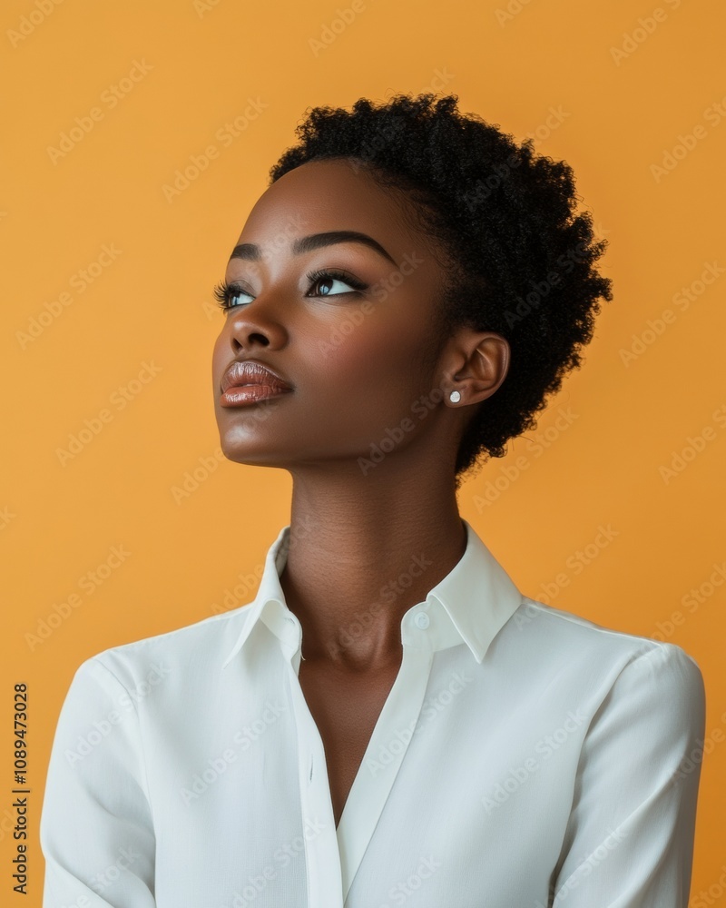 Obraz premium Confident Woman on Womens Entrepreneurship Day Minimalist Portrait for Inspirational Holiday Celebrations