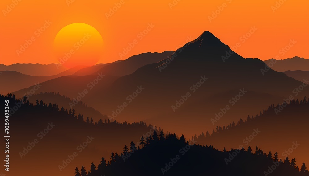 Sunset over Mountain Range Sunset over Mountain Range