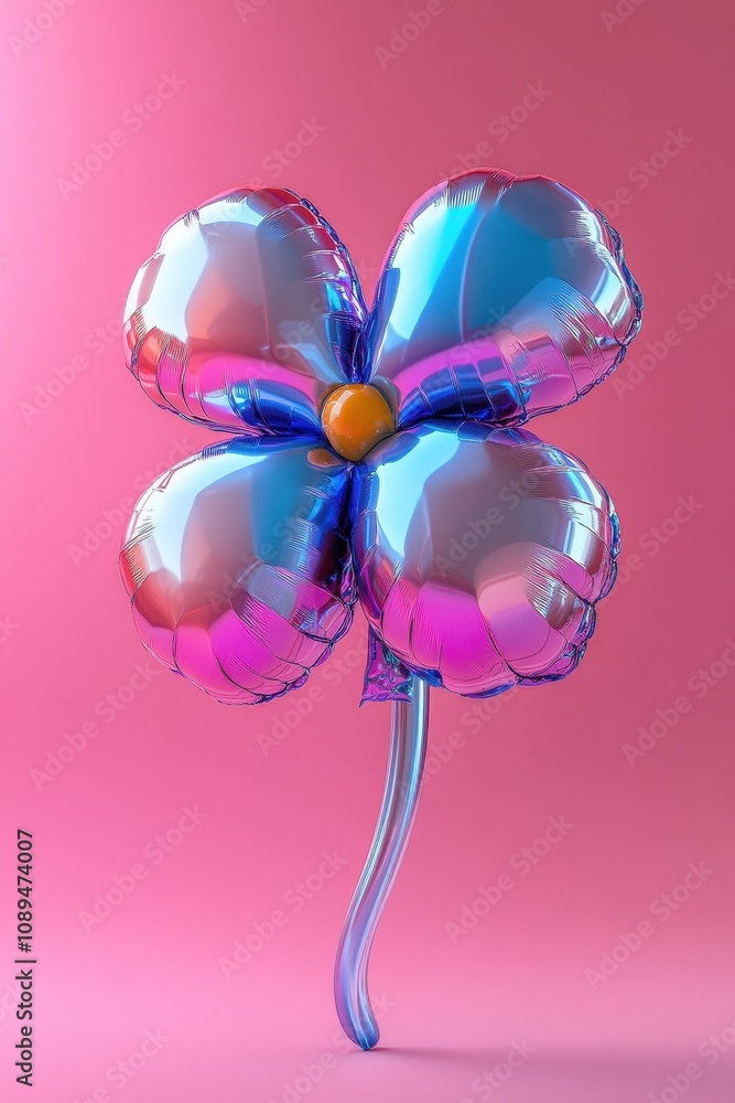 Fototapeta premium Vibrant Balloon Flower on a Bold Pink Background