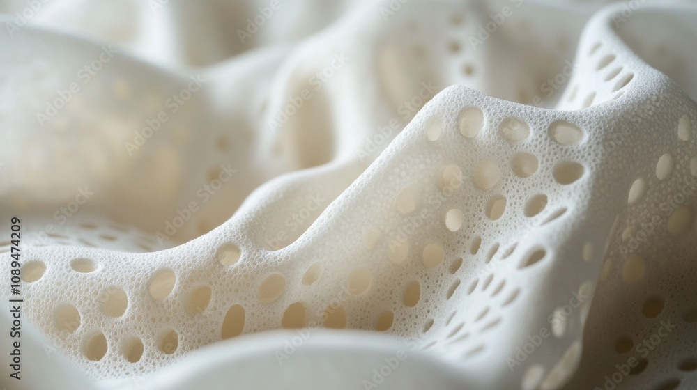 Soft Close-Up of White Lacy Fabric with Gentle Folds Soft Close-Up of White Lacy Fabric with Gentle Folds