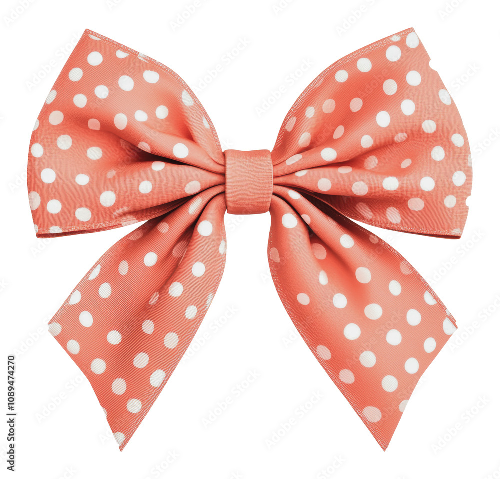 PNG Cute coral polka dot bow for hair accessories PNG Cute coral polka dot bow for hair accessories