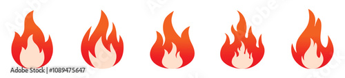 Fire icon vector set. Fire flame symbol. Flame icon collection. fireball and flame vector illustration icon set. Fire flame icon. Burning symbol. Fireball sign. Energy illustration isolated.